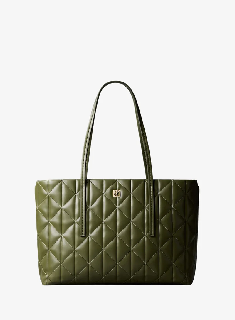 CALVIN KLEIN Emblem Quilted Tote Bag